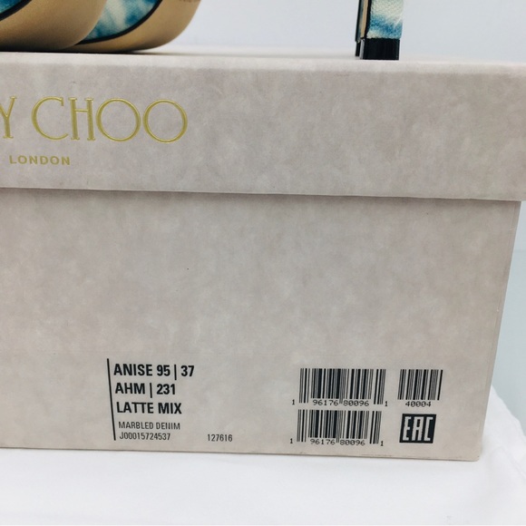 Jimmy Choo ANISE 95 Marbled Denim Women’s heel sandals Size EU 37 US 7 Medium - Picture 15 of 16